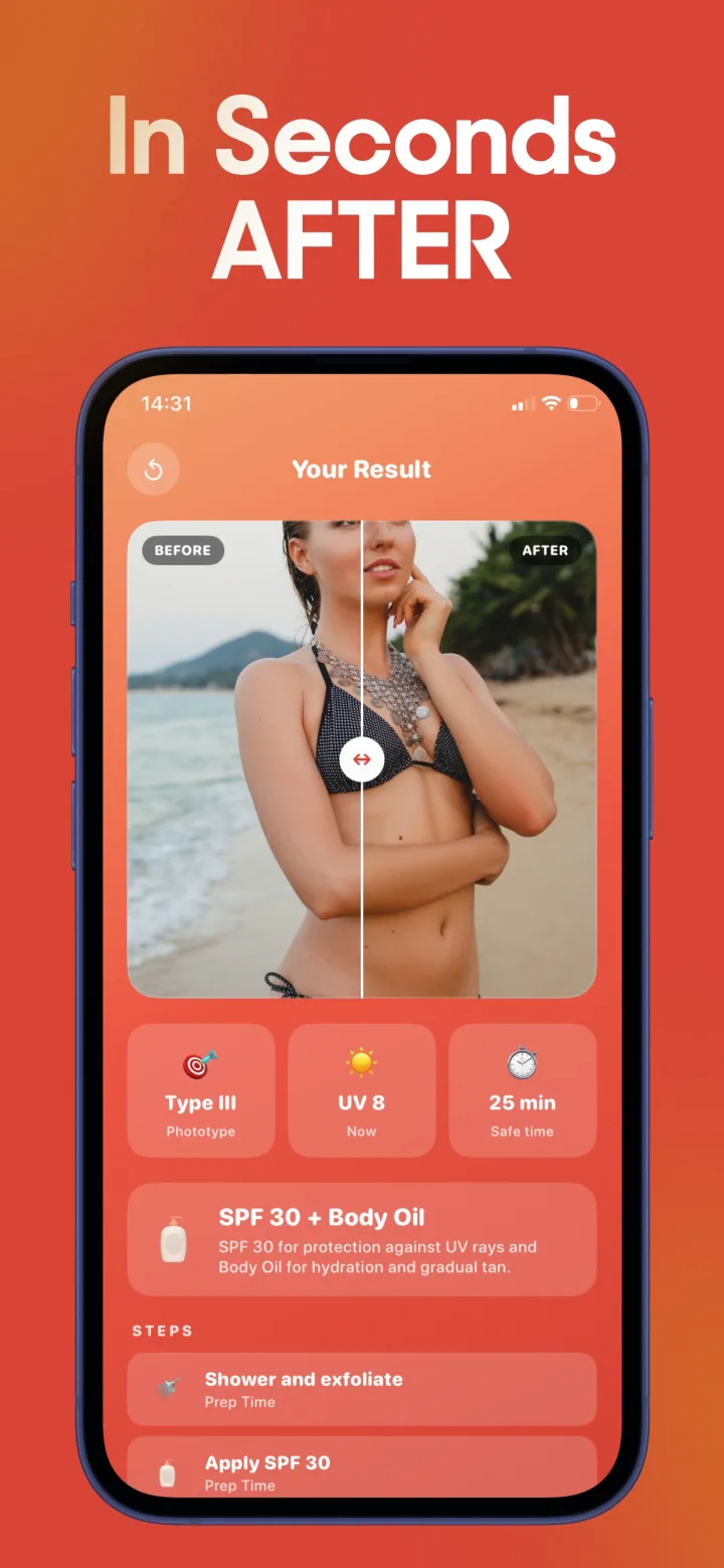 Tanning App — Your AI Bronzed Result